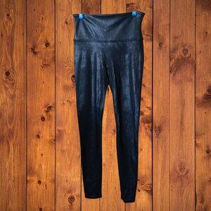 Spanx Black Faux Leather High Waisted Leggings Shapewear Slimming Size Large